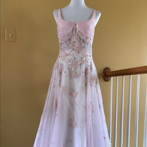 Baby pink beaded gown like new